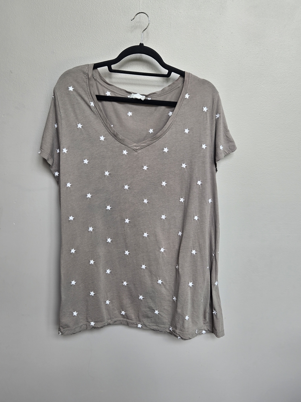 For The Republic Taupe Short-Sleeve V-Neck Star Tee